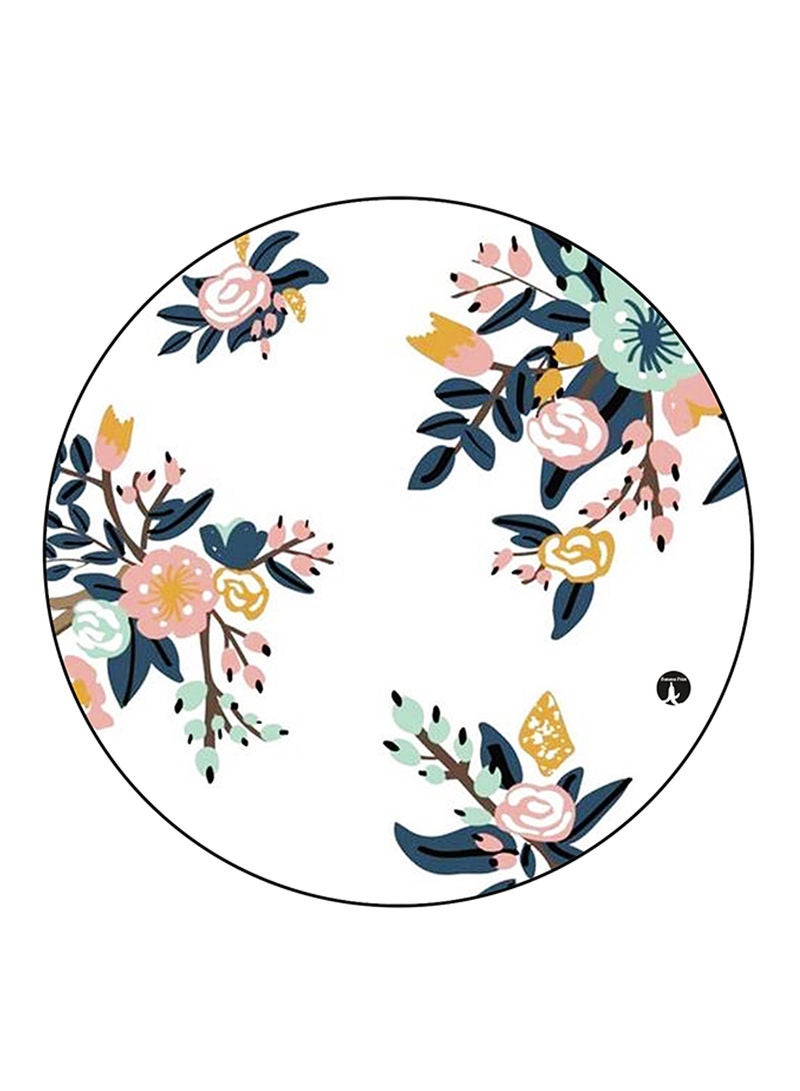 RKN Flowers Printed Mouse Pad Round  Multicolour