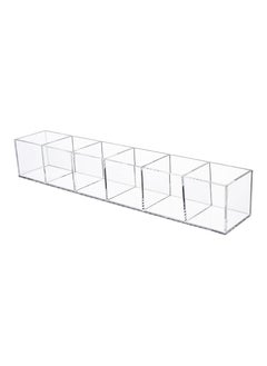 Generic Clear Drawer Organizer, 6 Compartments Acrylic Organizer Durable Plastic Square Cube Storage Bin for Makeup, Jewelry, Pen, Small Items, 15 x 2.5 x 2.6 Inches  - Image 1