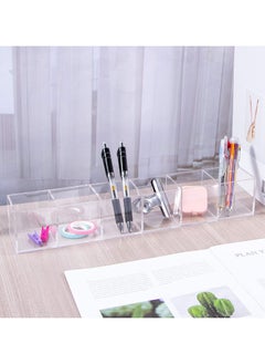 Generic Clear Drawer Organizer, 6 Compartments Acrylic Organizer Durable Plastic Square Cube Storage Bin for Makeup, Jewelry, Pen, Small Items, 15 x 2.5 x 2.6 Inches  - Image 3