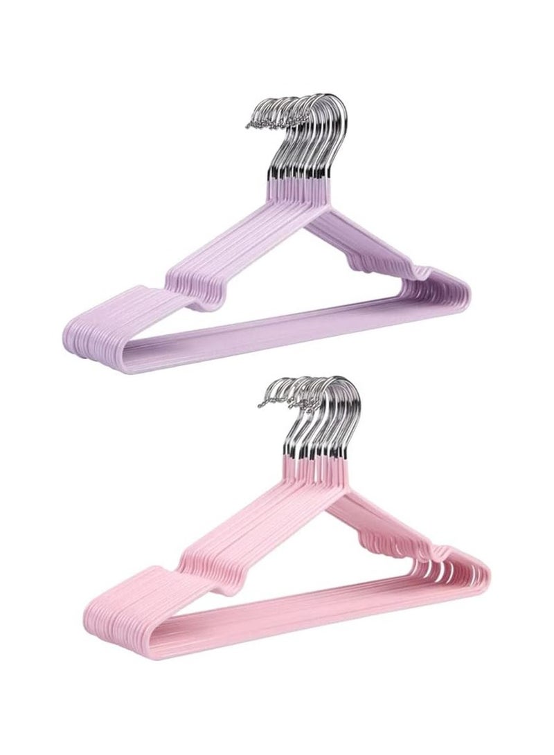 B Blesiya B Blesiya PVC Coated Metal Hangers (20 Pack) Non Slip Hanger - Pink & Purple - Image 1