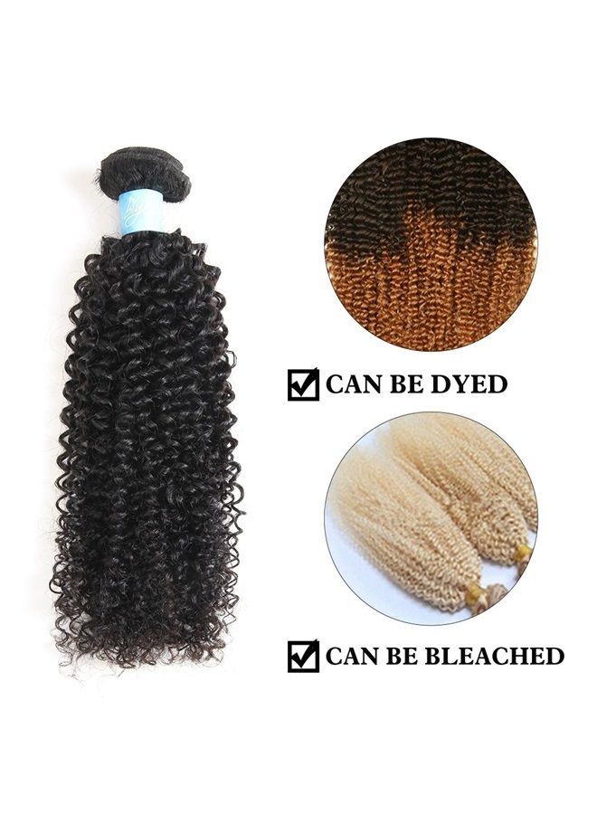 BLY 7A Mongolian Afro Kinky Curly Human Hair 3 Bundles Unprocessed Hair Weave Weft Big Hair for African American Women Natural Color (12/14/16 Inch, Kinky Curly Black) - Image 3