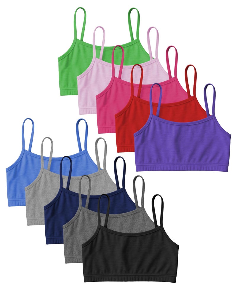 Andrew Scott Girls Cotton Stretch Cropped Cami Training Bra | Starter Sports Bra | Girls Bralettes | Multi Packs & Colors - Image 1