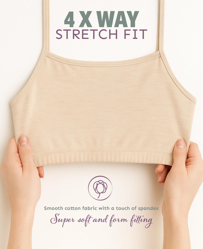 Andrew Scott Girls Cotton Stretch Cropped Cami Training Bra | Starter Sports Bra | Girls Bralettes | Multi Packs & Colors - Image 3