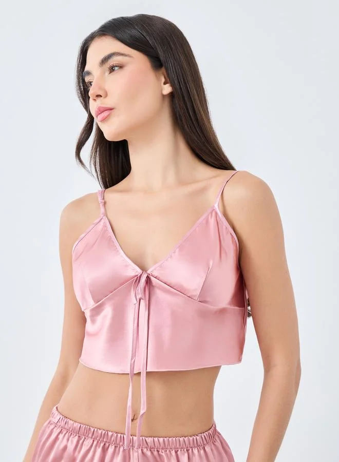 Styli Styli Solid Satin Cami and Shorts Set