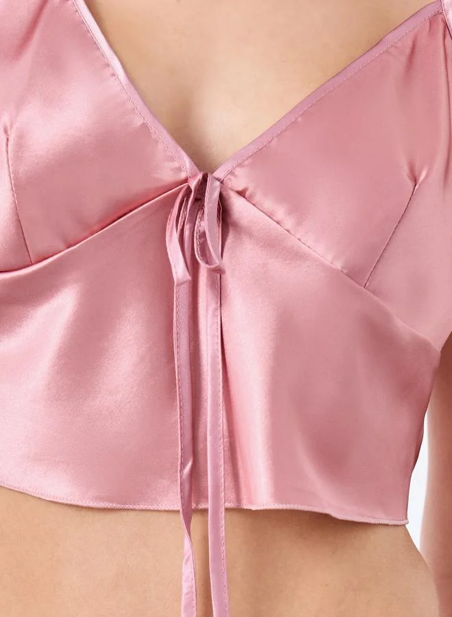 Styli Styli Solid Satin Cami and Shorts Set