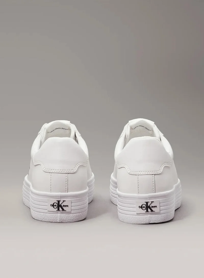 Calvin Klein Bright White Leather Platform Trainers for Women | Best Price UAE