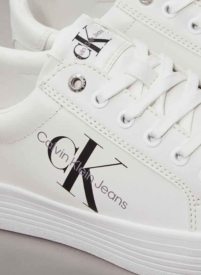 Calvin Klein Bright White Leather Platform Trainers for Women | Best Price UAE