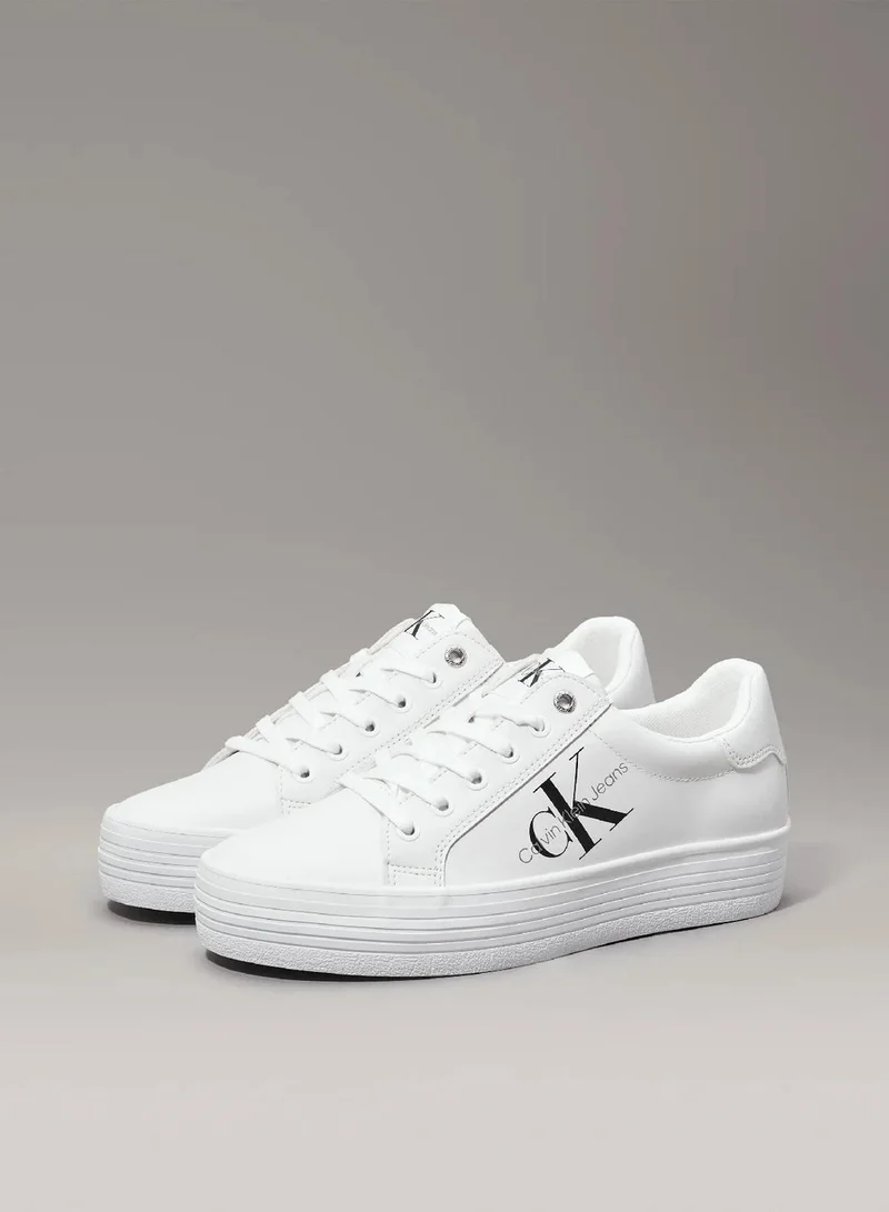 Calvin Klein Bright White Leather Platform Trainers for Women | Best Price UAE