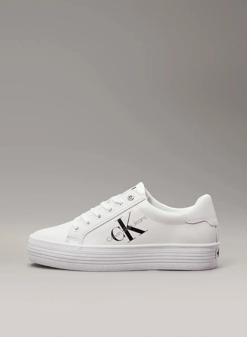 Calvin Klein Bright White Leather Platform Trainers for Women | Best Price UAE