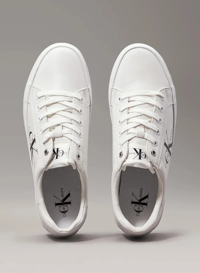 Calvin Klein Bright White Leather Platform Trainers for Women | Best Price UAE
