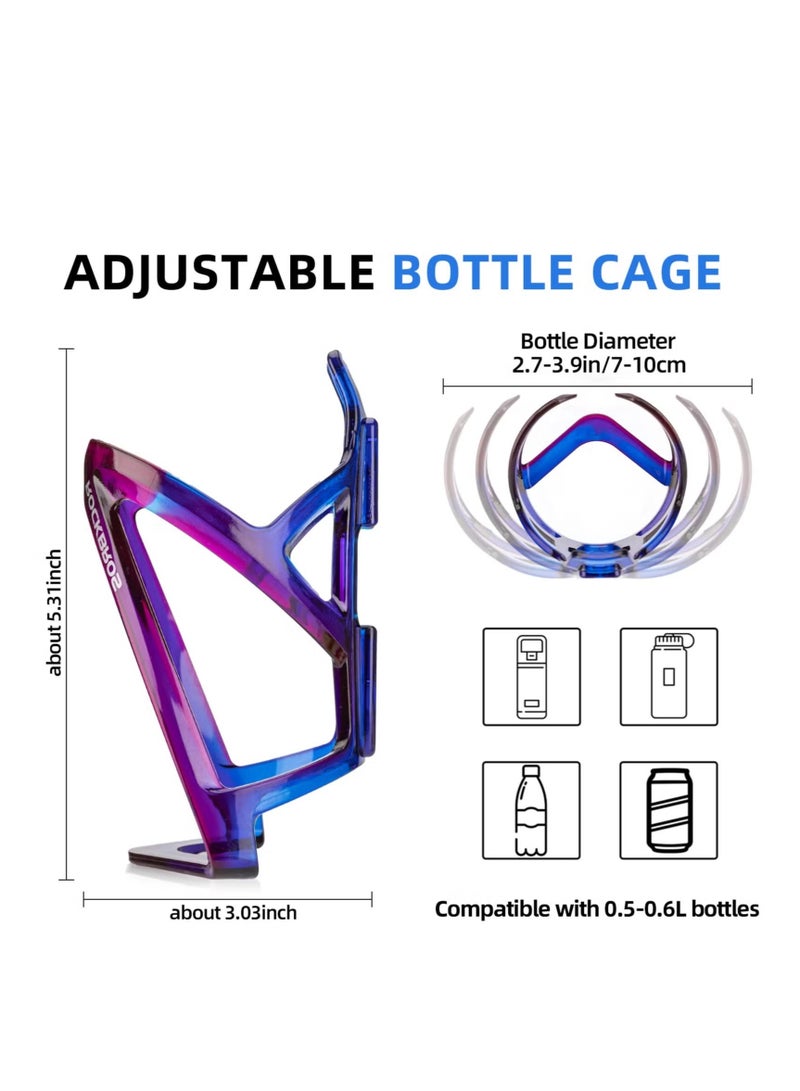 Rockbros Durable Bike Water Bottle Holder Ultra-Light with Screws Tool, Universal Cup Holder Rack for MTB Road (Blue and Purple） - Image 2