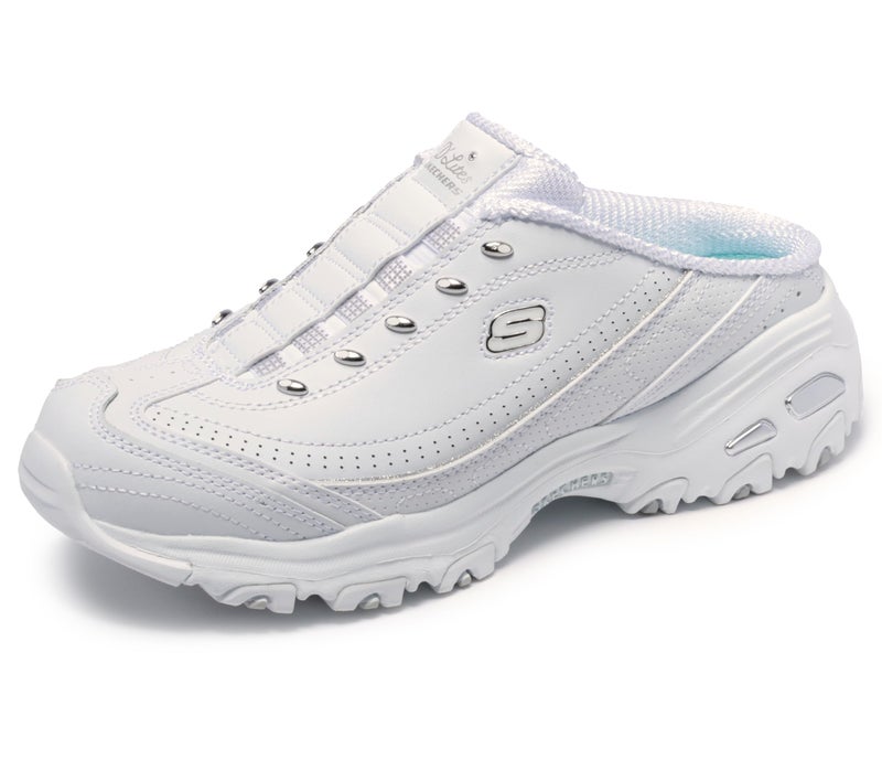 SKECHERS أحذية سكيشرز النسائية برايت سكاي كلوغز ومولز، أبيض/فضي، 9.5 أمريكي - Image 1
