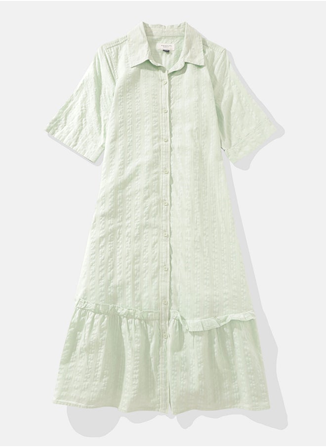 American Eagle - Ruffle Hem Button Down Shirt Dress - Image 1
