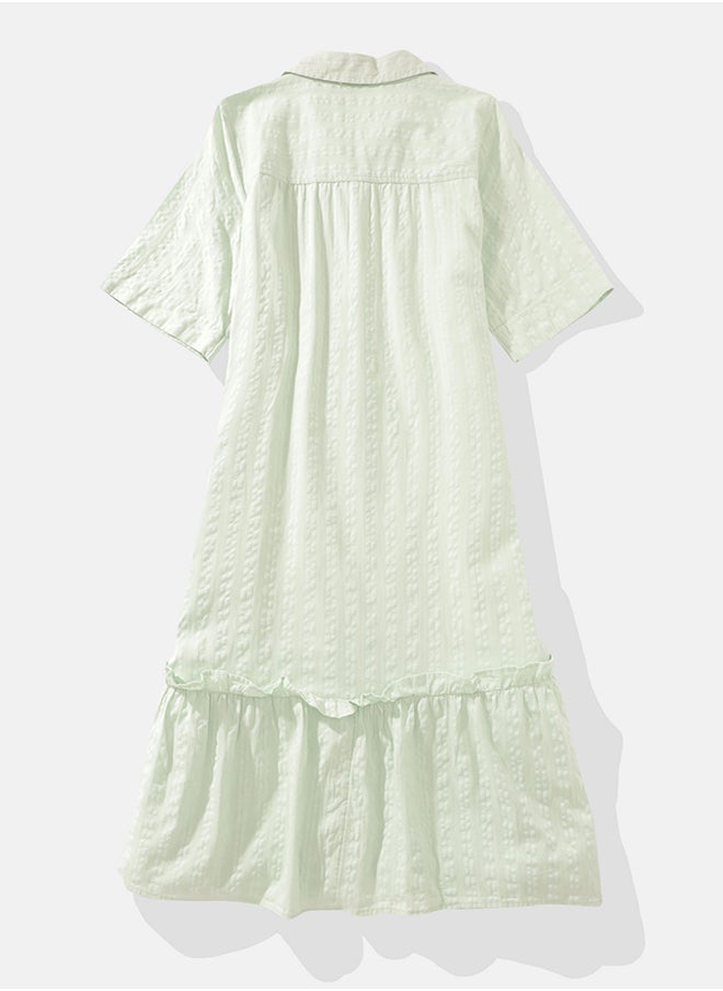 American Eagle - Ruffle Hem Button Down Shirt Dress - Image 1