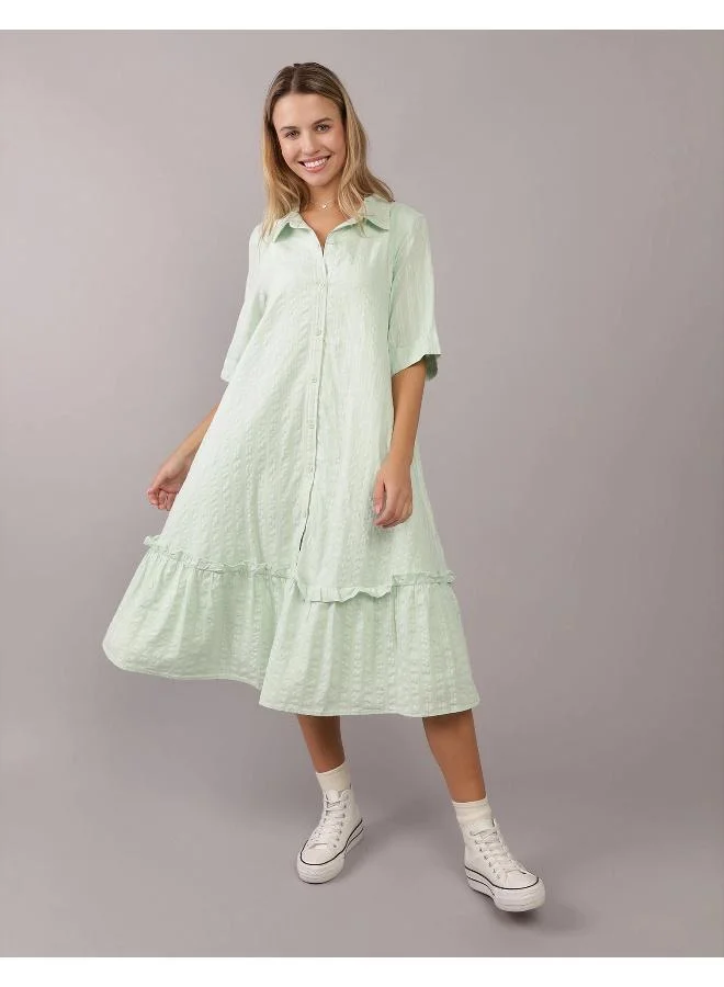 American Eagle Ruffled Shirtwaist Dress