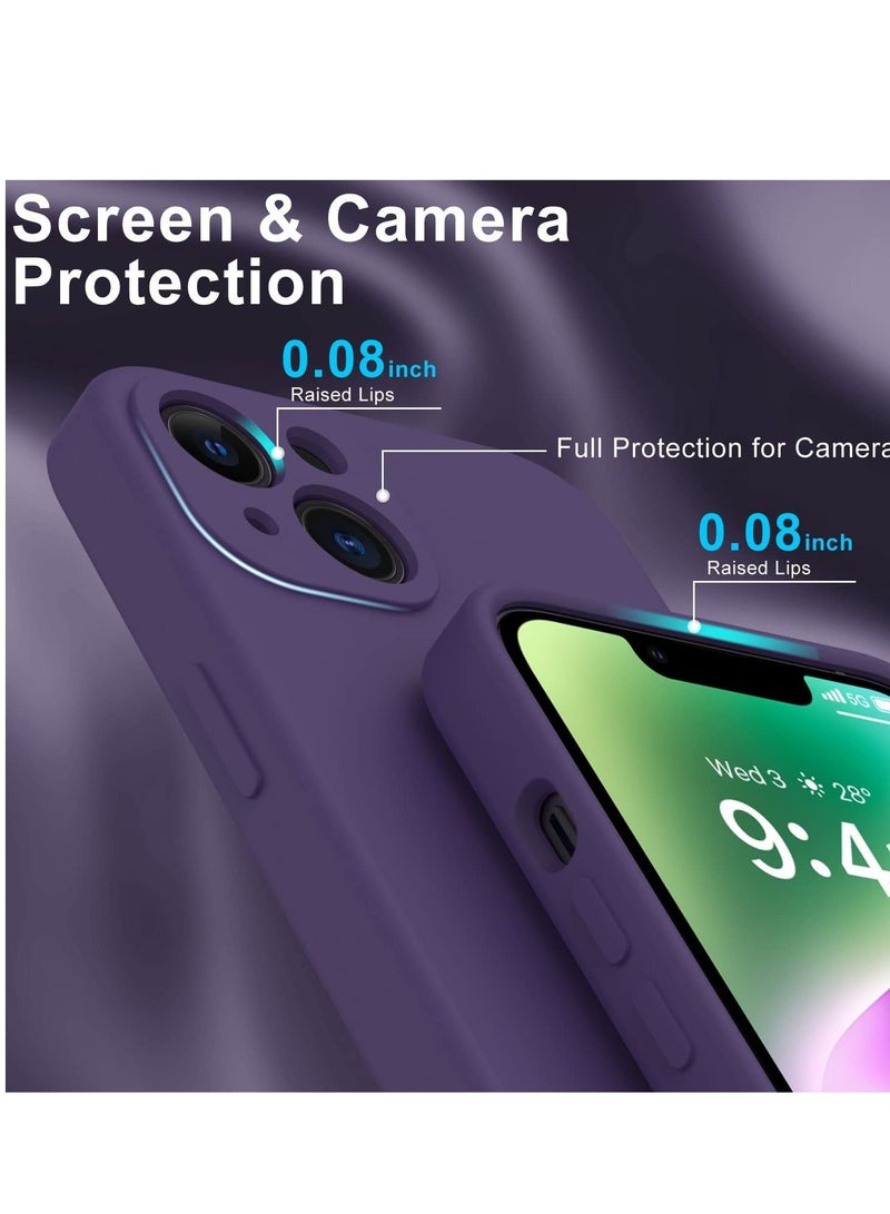 iPhone 14 Case with Screen Protector,Enhance Camera Protection,Soft Flexible Silicone Gel Rubber Bumper Cover,Slim Fit Shockproof Protective Phone Case for iPhone 14 6.1" Dark Purple - Image 5