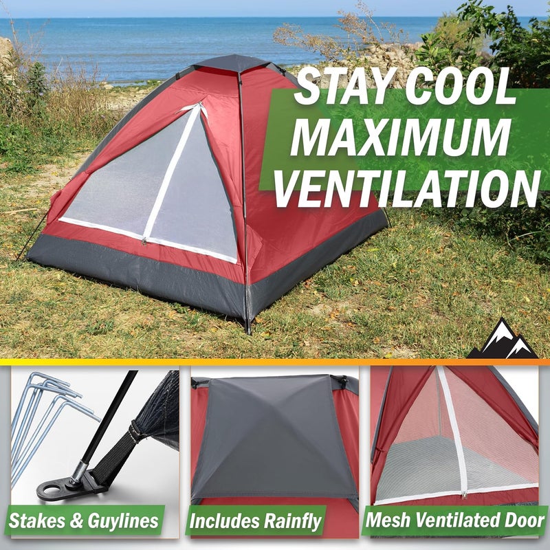Wakeman 2-Person Dome Tent – Easy Set Up Shelter with Rain Fly and Carrying Bag for Camping - Image 4
