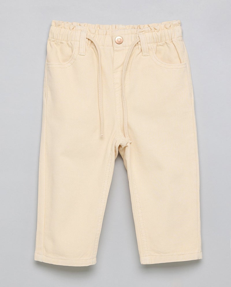 R&B Solid Straight Fit Jeans with Drawstring Waist - Image 1