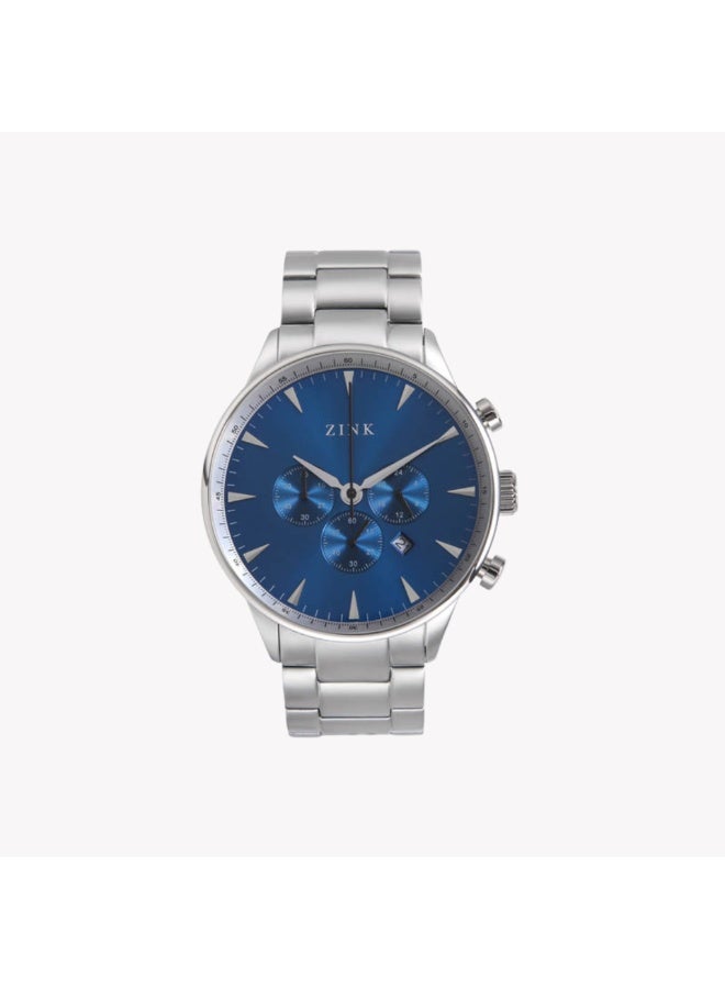 زنك ساعة زينك للرجال من الفولاذ المقاوم للصدأ بقرص أزرق | ZK127G2SS-46 - Image 1