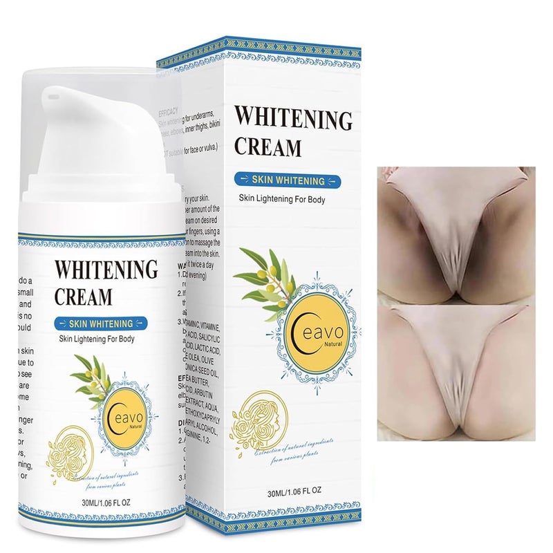 Ceavo Skin Lightening Cream for Intimate Area with Niacinamide, Arbutin, Tranexamic Acid and Vitamin C, Even Skin Tone for Body, Underarm, Knees, Elbows, Inner Thigh, Bikini Areas Bleaching Whitening Cream - Image 1