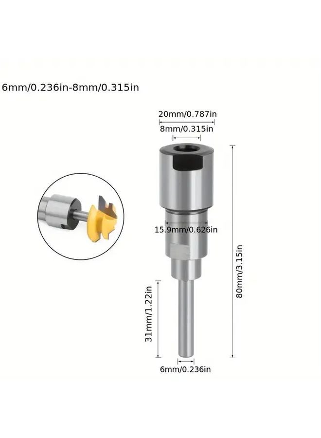Router Bit Collet Extension Rod 6.35mm 8mm Shank Metal Woodworking Milling Cutter - Image 4