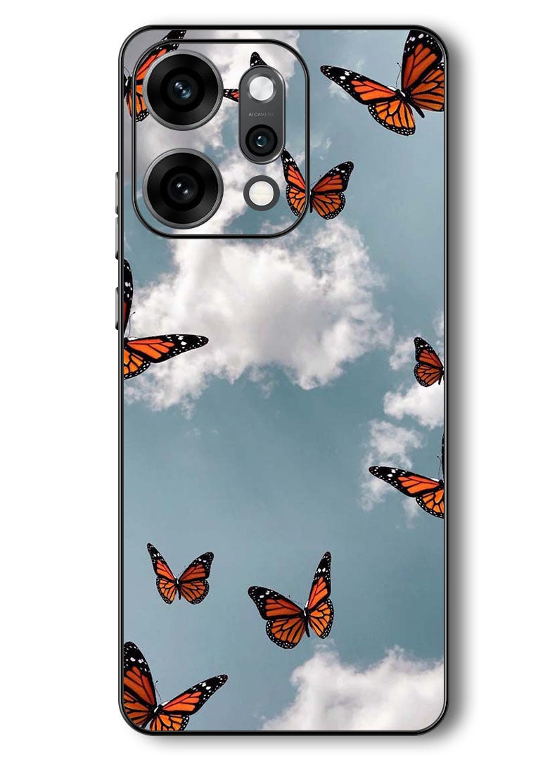 Theodor Case Compatible with Oppo Reno 14 Pro 6.83 Inch Protection Shockproof Bumper Cover Butterfies - Image 1