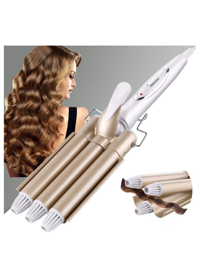 ELTRAZONE 3 Barrel Curling Iron Wand Hair Waver Curler Iron, 1 Inch (25mm) Ceramic Tourmaline Triple Barrels, Crimper Hair Iron Hair Waving Styling Tool for Deep Waves - Image 1