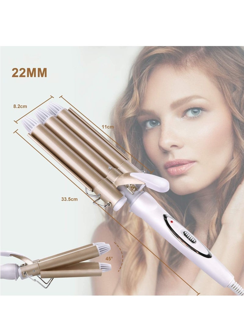 ELTRAZONE 3 Barrel Curling Iron Wand Hair Waver Curler Iron, 1 Inch (25mm) Ceramic Tourmaline Triple Barrels, Crimper Hair Iron Hair Waving Styling Tool for Deep Waves - Image 3