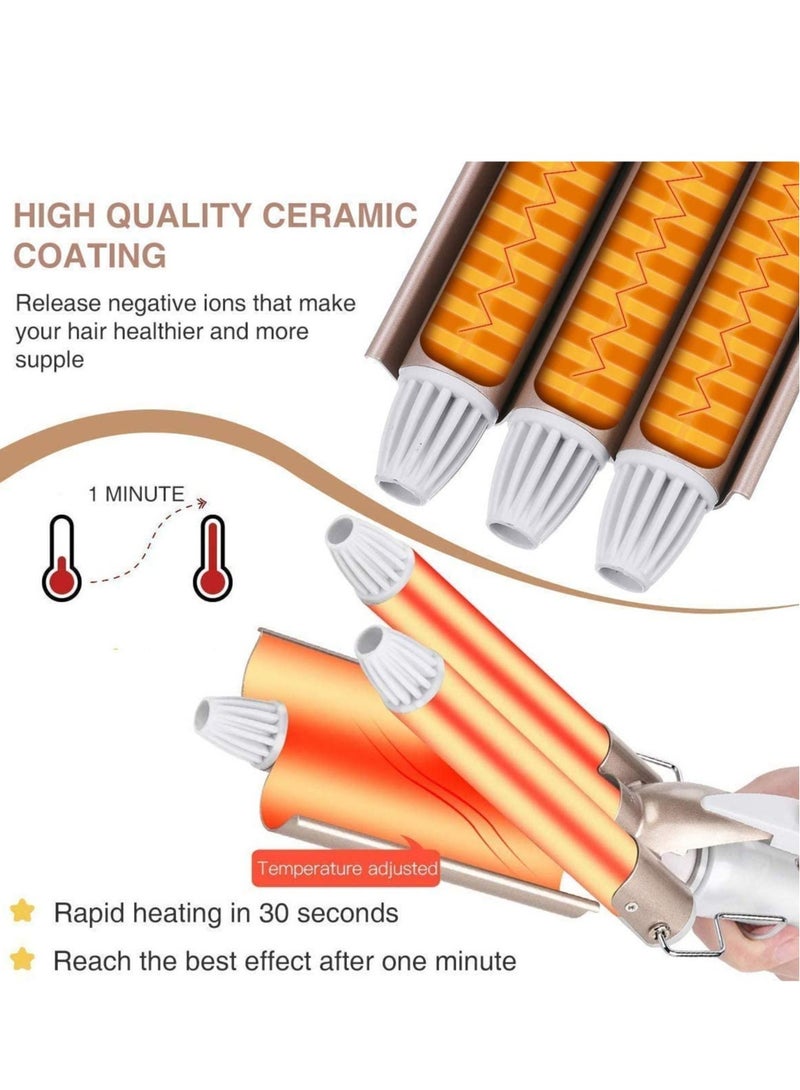 ELTRAZONE 3 Barrel Curling Iron Wand Hair Waver Curler Iron, 1 Inch (25mm) Ceramic Tourmaline Triple Barrels, Crimper Hair Iron Hair Waving Styling Tool for Deep Waves - Image 5