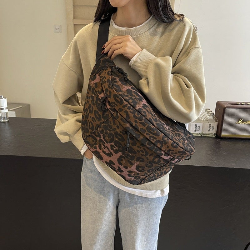 Niche Leopard Print Bag Women'S All-Match Crossbody Bag Casual Shoulder Underarm Chest Bag Dumpling Bag - Image 5