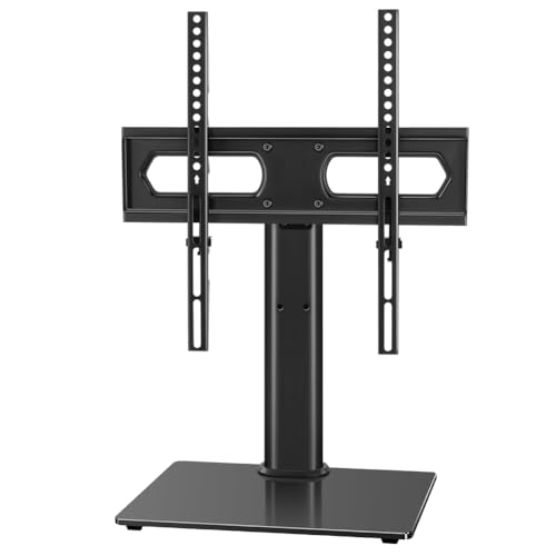 KKTONER Universal TV Stand Table Top TV Stand for 27 to 65 inch Height Adjustable TV Stand Mount with Tempered Glass Base LED tvs Max VEAS 400mm Hold up 77LBs - Image 1