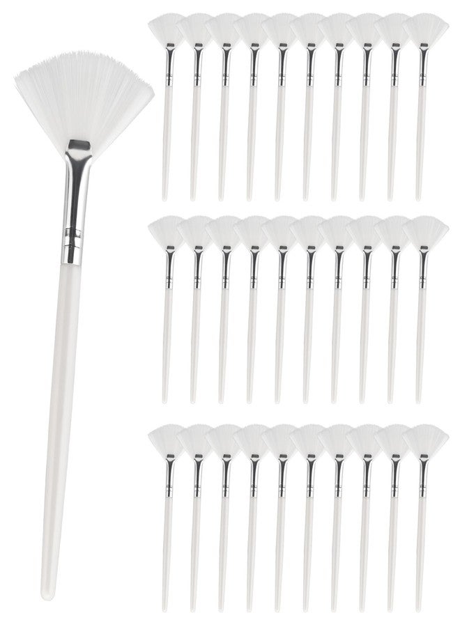 Yitexin 30 Pieces Soft Fan Brush for Facial Esthetician, Flat Head Fan Makeup Brush, Cosmetic Face Applicator Tool for Mud Cream Makeup Peel Women (White) - Image 1