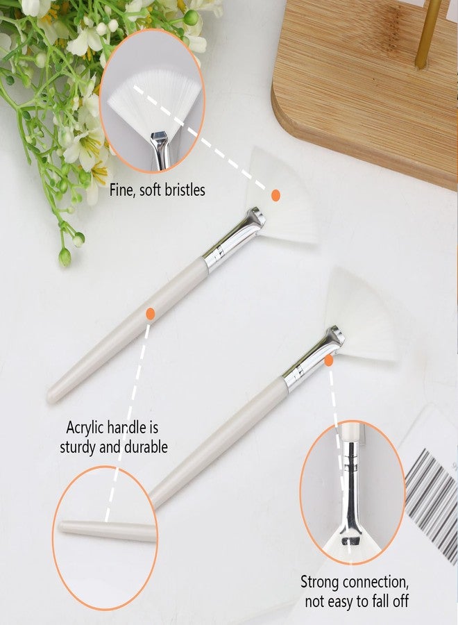Yitexin 30 Pieces Soft Fan Brush for Facial Esthetician, Flat Head Fan Makeup Brush, Cosmetic Face Applicator Tool for Mud Cream Makeup Peel Women (White) - Image 3