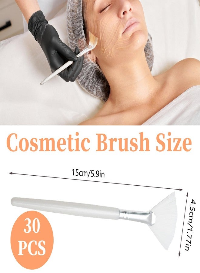Yitexin 30 Pieces Soft Fan Brush for Facial Esthetician, Flat Head Fan Makeup Brush, Cosmetic Face Applicator Tool for Mud Cream Makeup Peel Women (White) - Image 2
