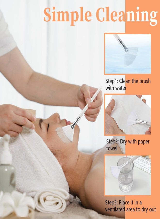 Yitexin 30 Pieces Soft Fan Brush for Facial Esthetician, Flat Head Fan Makeup Brush, Cosmetic Face Applicator Tool for Mud Cream Makeup Peel Women (White) - Image 5