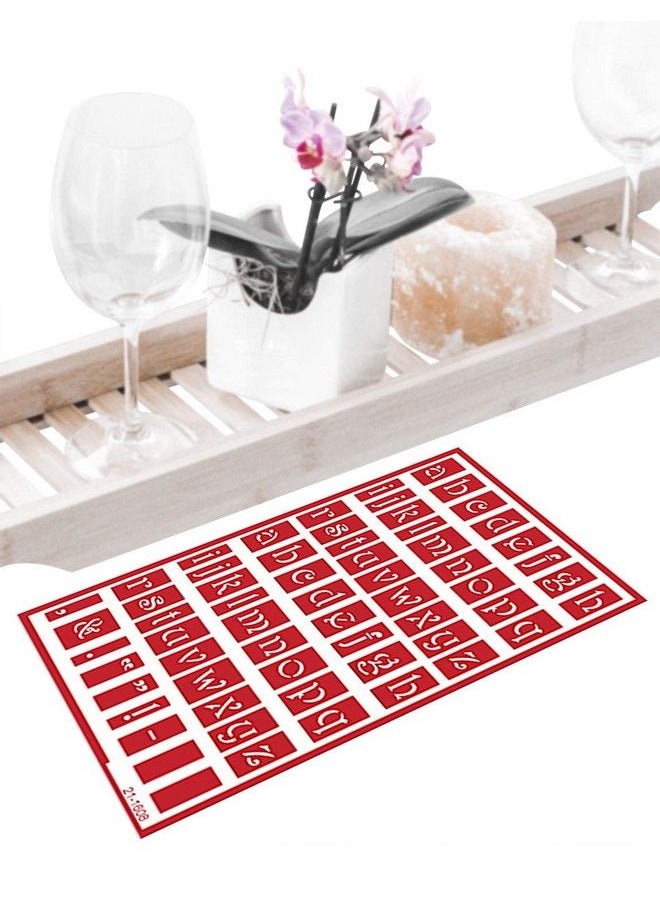Generic - 4 Armour Etch Over N Over Reusable Glass Etching Stencils ; Upper Case Alphabet Lowercase Alphabets Floral Fleur De Lis Berries Theme Stencil ; Set Includes Brush Total 5 Items - Image 1
