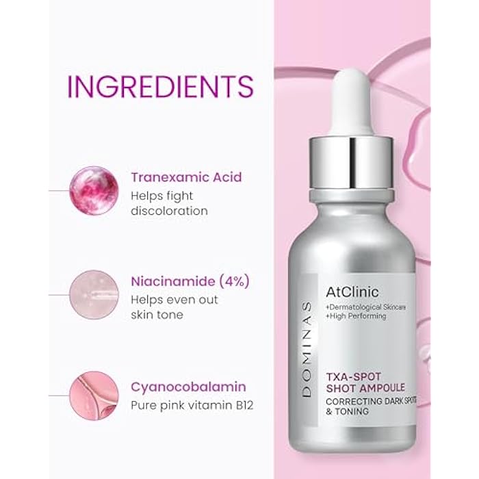 DOMINAS AtClinic DOMINAS Tranexamic Acid Pink Serum (1fl oz) - Improve Skin Tone and Hyperpigmentation, Ampoule for All Skin Types. Korean Skin Care. Niacinamide - Image 4