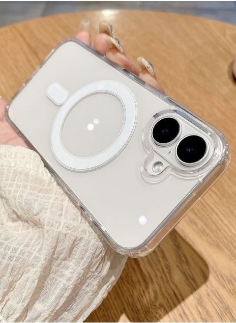 iPhone 16 Clear Case, Crystal Clear iPhone 16 Case Compatible with Magsafe, Soft Silicone Edge + PC Hard Back Panel, Slim Anti Drop Back Cover for Apple iphone 16 2024 (Clear)