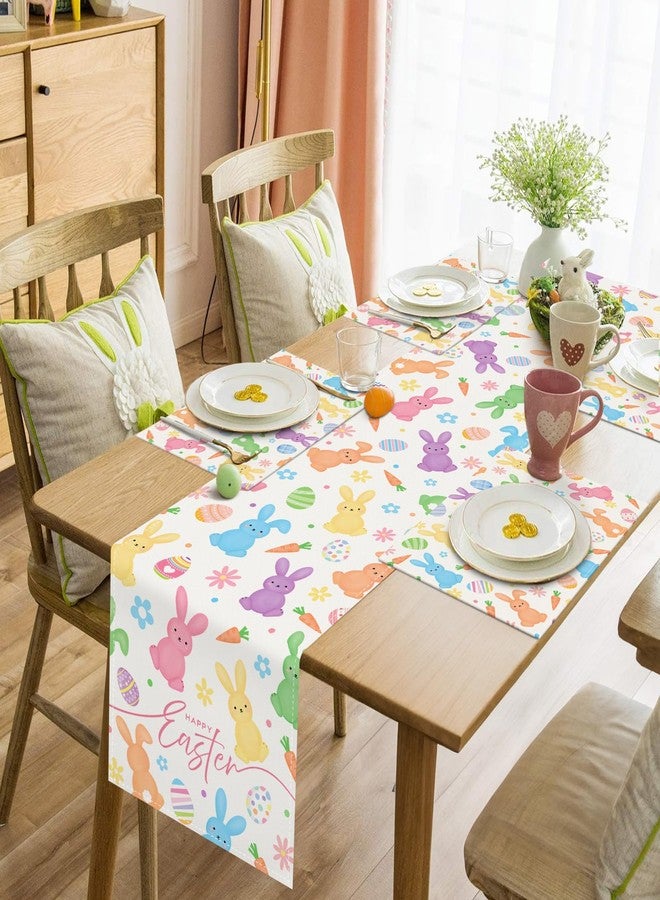 Bonhause Easter Bunny Placemats Set of 4, 12x18 Inch Rabbit Spring Easter Eggs Carrot Floral Kitchen Dining Table Mats Washable Place Mats for Indoor Outdoor Home Party Decor - Image 5