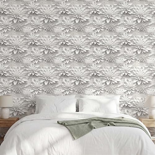weiseni Peel and Stick Floral Contact Paper Imitation 3D Flat Lotus Flower Wallpaper Removable Renter Friendly Wallpaper for Bedroom Living Room Backsplash 177in x 66ft - Image 1