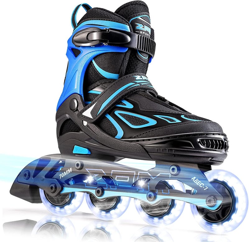2PM SPORTS 2pm Sports Adjustable Light up Kid Inline Skates,Roller Blades for Boys and Girls - Cyan Small - Little Kids(Y9-12UK) - Image 1
