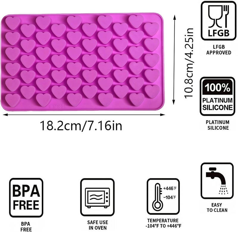 Apiocmy Gummy Candy Molds - 4Pcs Silicone Mini Gummy Hearts Mold for Kids, Non-stick and Bpa Free for Candy Chocolate Gummies Baking - Image 2