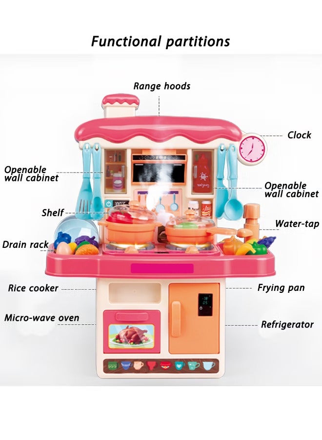 31Pcs Kitchen Toy Set,Kids Kitchen Playset with Real , Sound  Light, Press Water Tap with Circulating Flow, Interactive Pretend Cooking Toys, Educational Role Play with Dishes  Food - Image 4