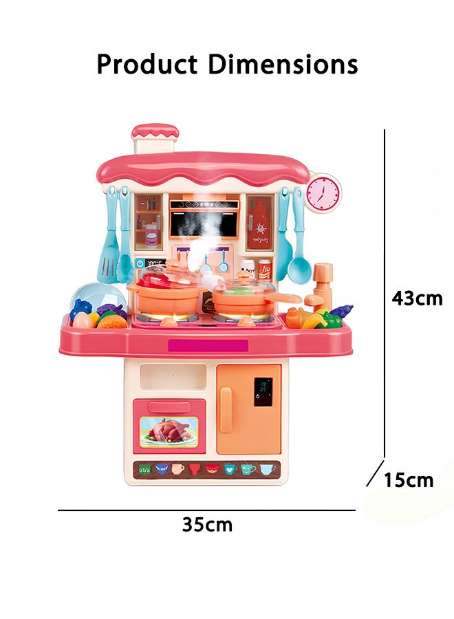 31Pcs Kitchen Toy Set,Kids Kitchen Playset with Real , Sound  Light, Press Water Tap with Circulating Flow, Interactive Pretend Cooking Toys, Educational Role Play with Dishes  Food - Image 2