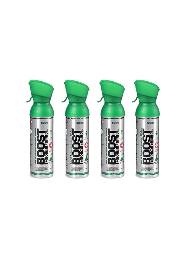 BOOST OXYGEN Boost Oxygen Medium Natural Aroma 5 Liter Respiratory Support Canister for Aerobic Recovery, Altitude, Performance and Health (4 Pack)  - Image 1