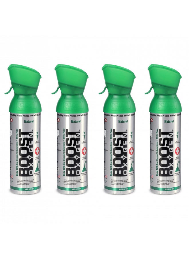 BOOST OXYGEN Boost Oxygen Medium Natural Aroma 5 Liter Respiratory Support Canister for Aerobic Recovery, Altitude, Performance and Health (4 Pack)  - Image 2