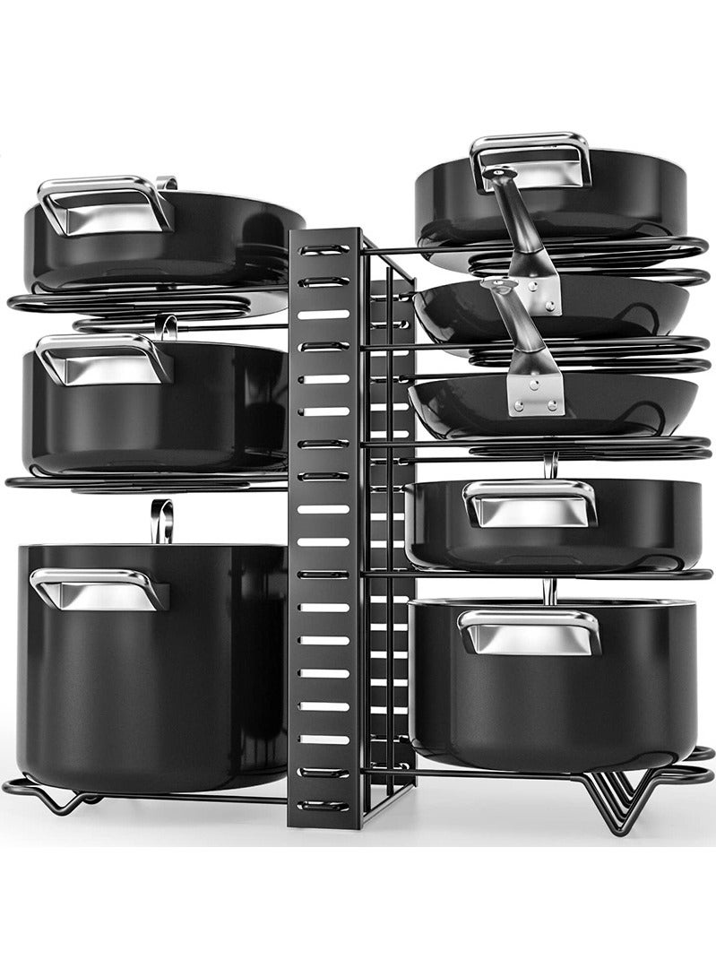 BLOOMING TIME Double Row Folding Simple Pot Rack, Multifunctional Multi Layer Storage Rack, Desktop Countertop Rack, Black - Image 1