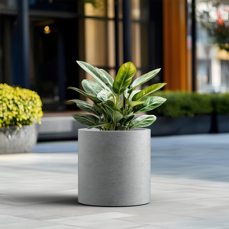 Kante 15.7" Cone-Style Concrete Planter Set of 3, Round Garden Pot with Drainage System for Indoor Outdoor Use, Suitable for Flower, Trees, Succulents, Concrete Gray - Image 4
