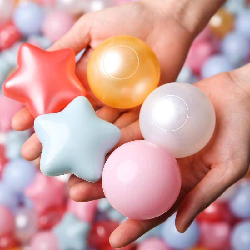 Trendplay Star Ball Pit Balls للأطفال الصغار - 50 Count Star Balls أشكال مختلفة للمهرجان الديكور الحفلات في الهواء الطلق للأطفال (Pearl Red Gold Green Pink) - Image 4