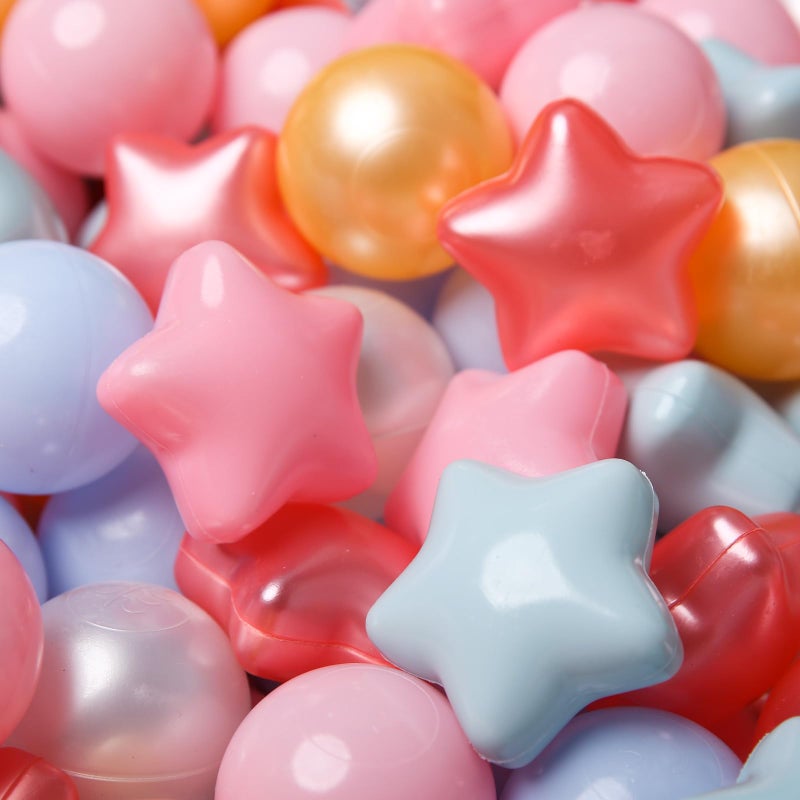 Trendplay Star Ball Pit Balls للأطفال الصغار - 50 Count Star Balls أشكال مختلفة للمهرجان الديكور الحفلات في الهواء الطلق للأطفال (Pearl Red Gold Green Pink) - Image 1